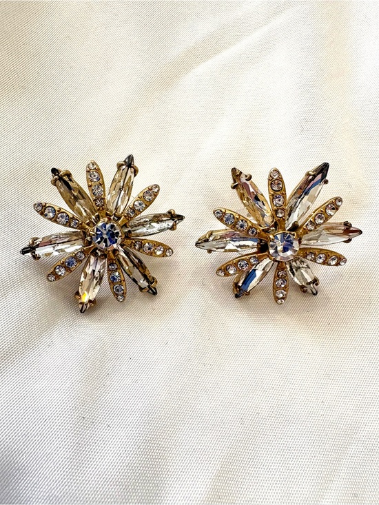 J. Crew Jewelry - Vintage J.Crew Crystal Starburst Earrings Retired Gold Statement 2000s